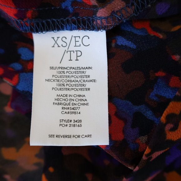 CABI Size XS Bonus Blouse Multicolor Style # 3428 Black red blue - Picture 10 of 10